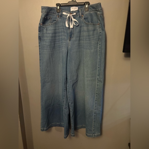 Lane Bryant Jeans - light/medium blue high rise ultra wide leg w/drawstring - Picture 2 of 10